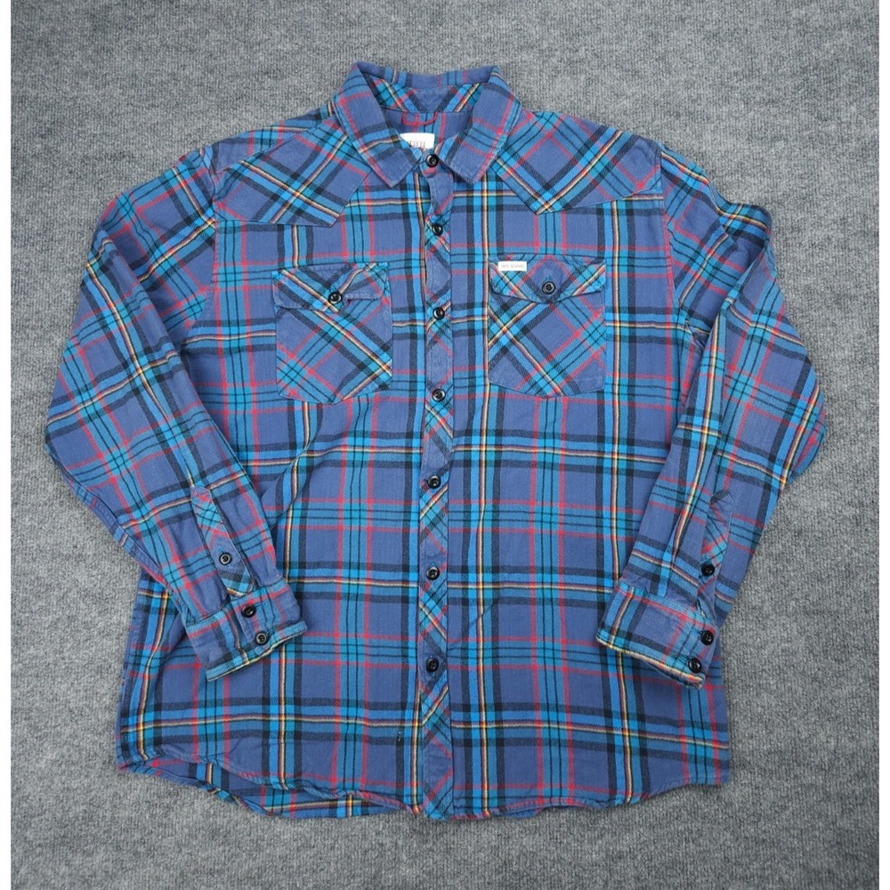 Topo Designs Flannel Shirt Men's XXL Blue Plaid Thick Heavy Button Up Cotton